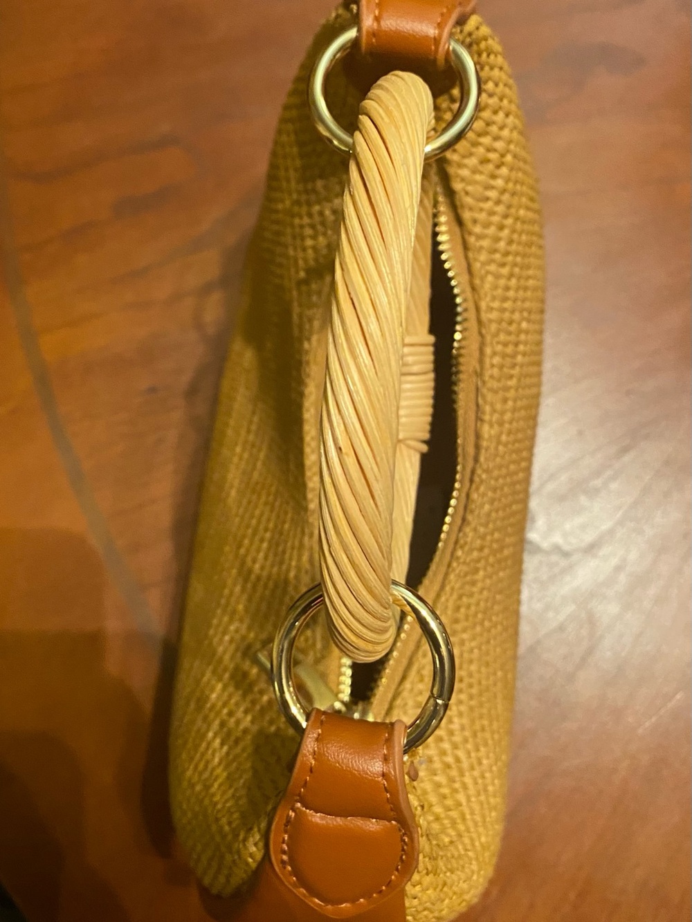 a new day Mustard Woven Ring-Handle Bag - Picture 4 of 5